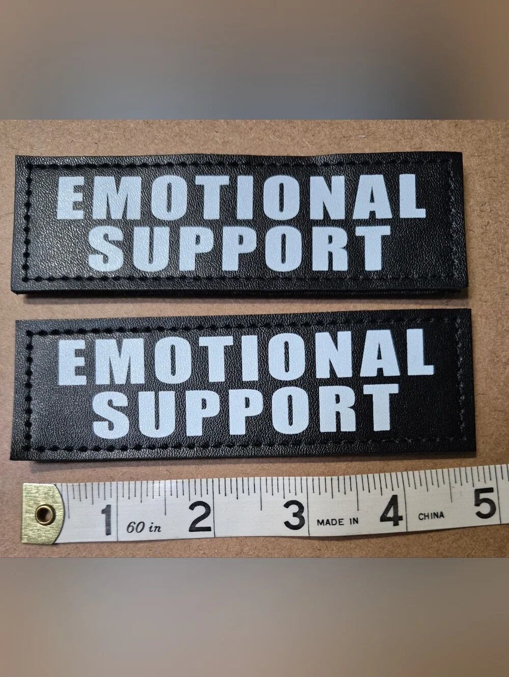 Set Of 2 Emotional Support Patches- Black with White Text And Velcr9 Back